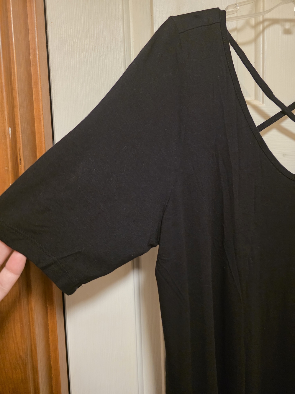 Lane Bryant Black Crisscross V-Neck Shift Dress - Picture 3 of 8